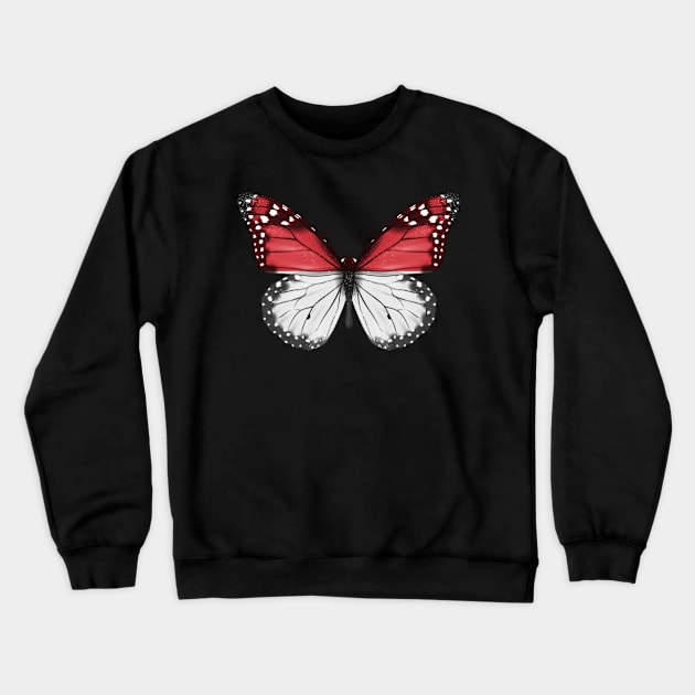 Indonesian Flag  Butterfly - Gift for Indonesian From Indonesia Crewneck Sweatshirt by Country Flags